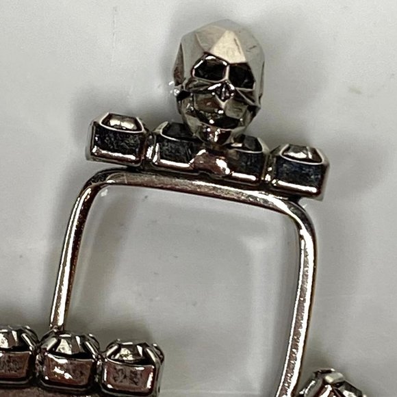 Joomi Lim 3D Skull Silver-Plated Stackable Swarovski Crystal 3 Ring Set Sz 5.5 - Picture 4 of 11